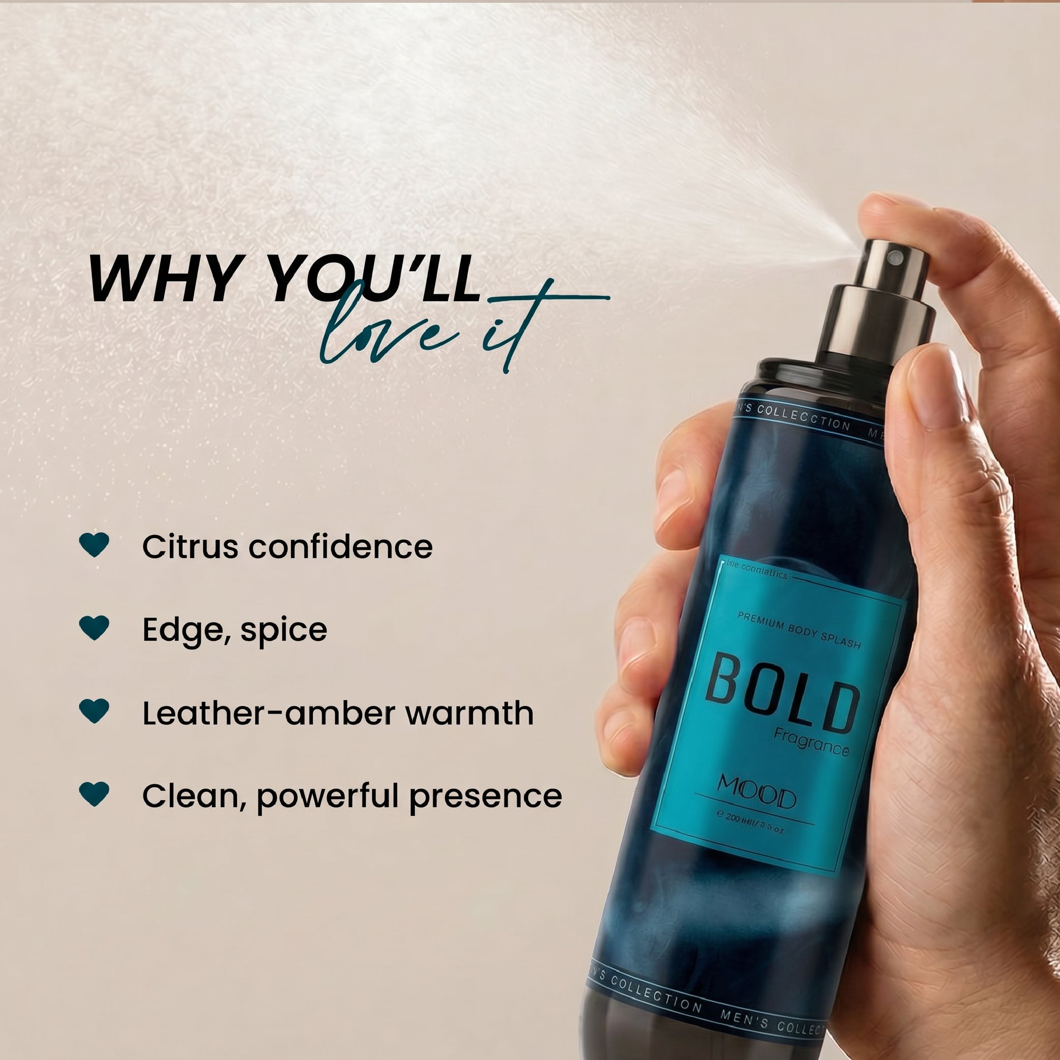 MOOD Bold Body Splash 220ML scented Body Splash routine