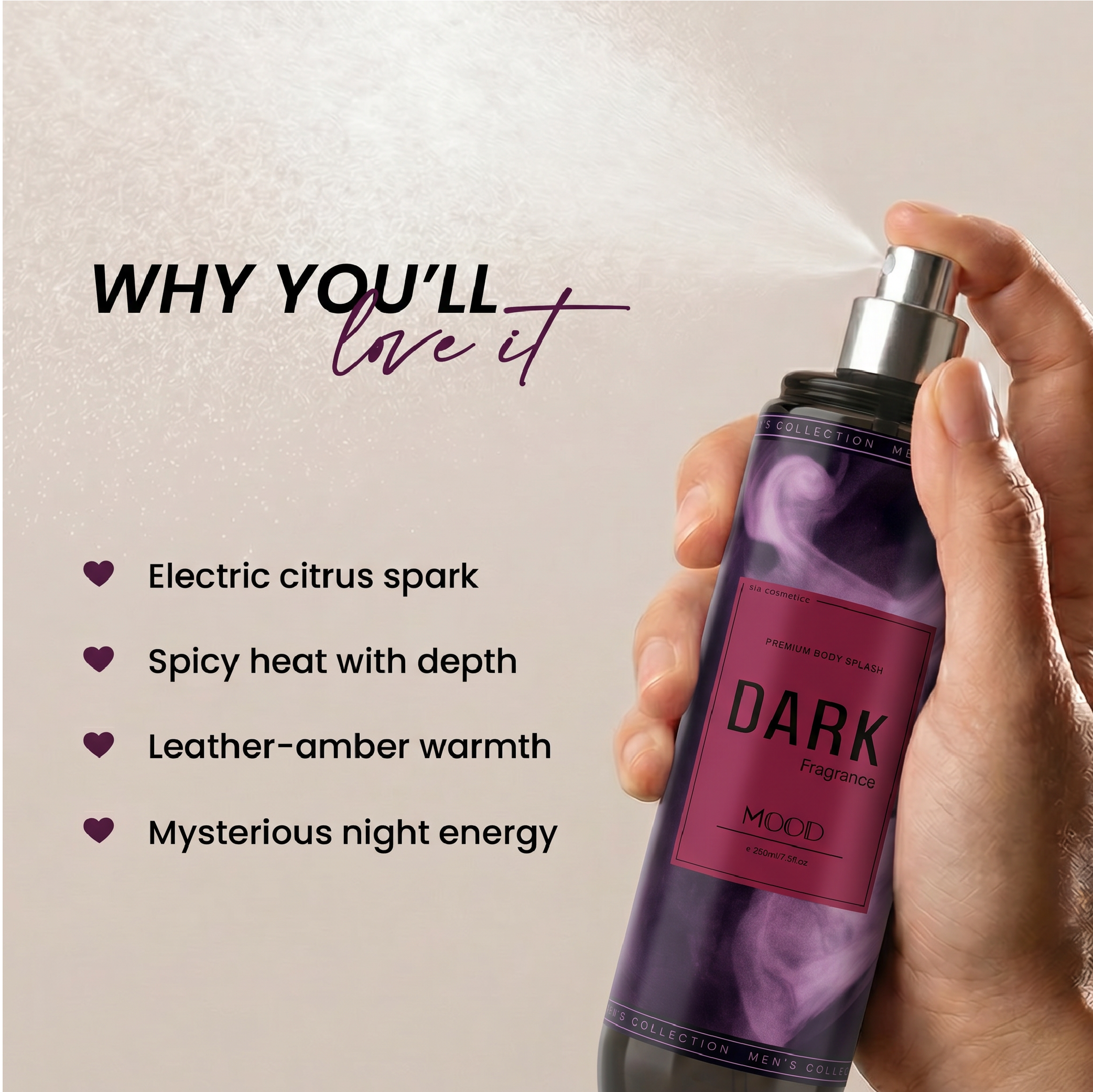 MOOD Dark Body Splash 220ML scented Body Splash routine