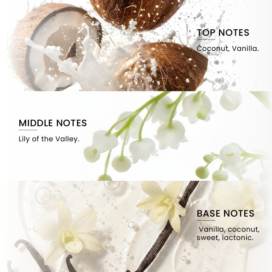 Creamy Coconut shower gel body milk body splash and hand cream routine