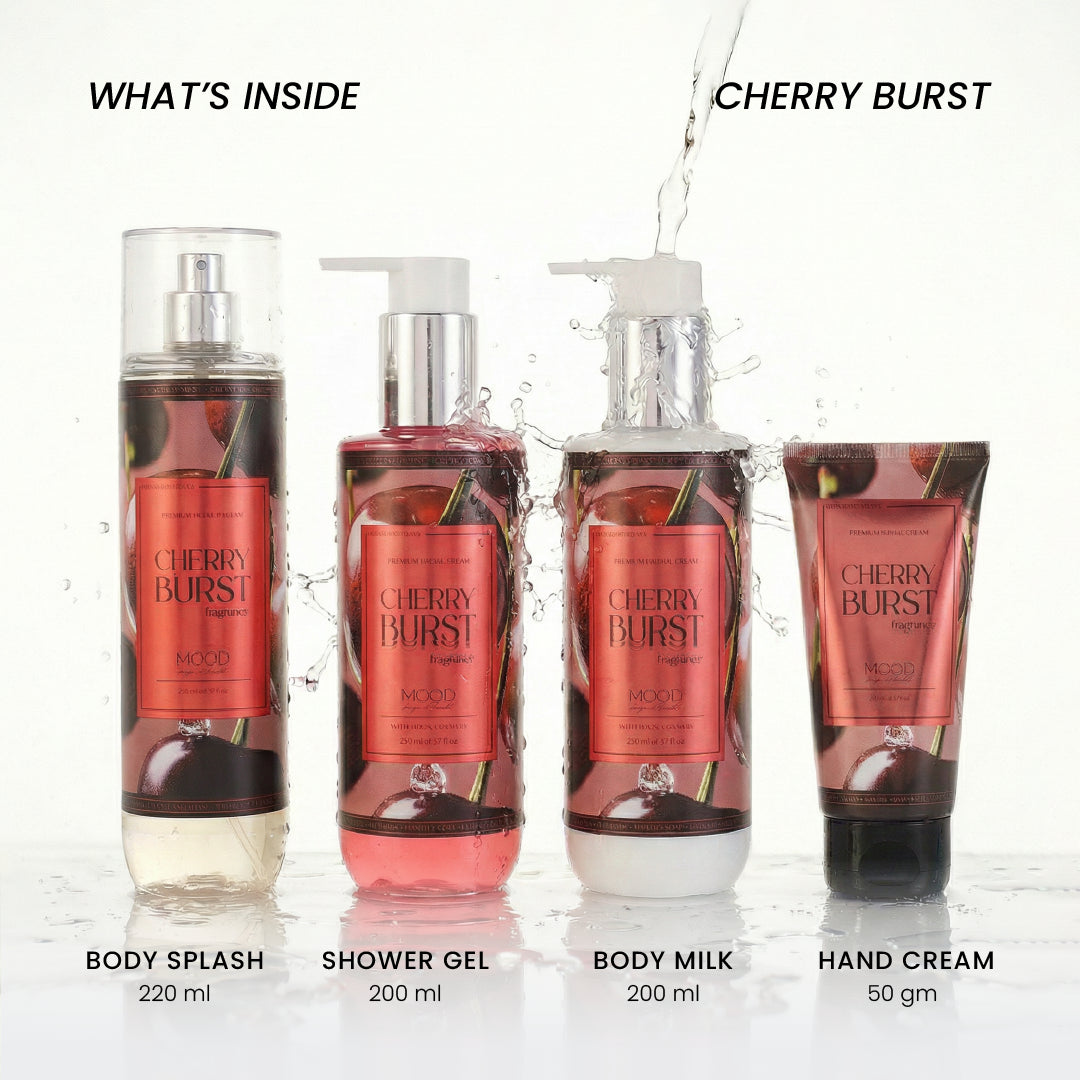 What is inside MOOD All-Over Cherry Burst Set