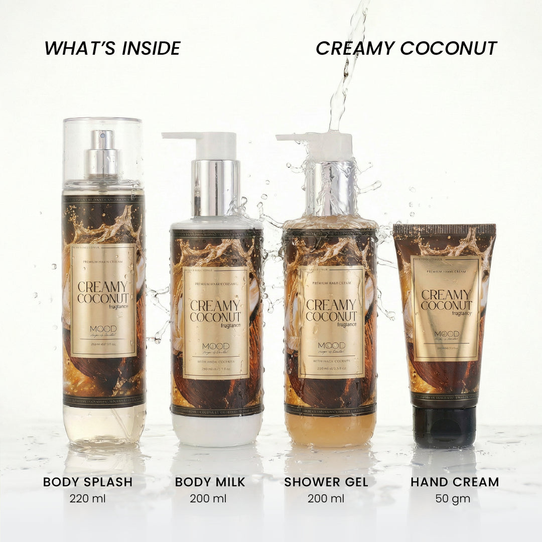 What is inside MOOD All-Over Creamy Coconut Set