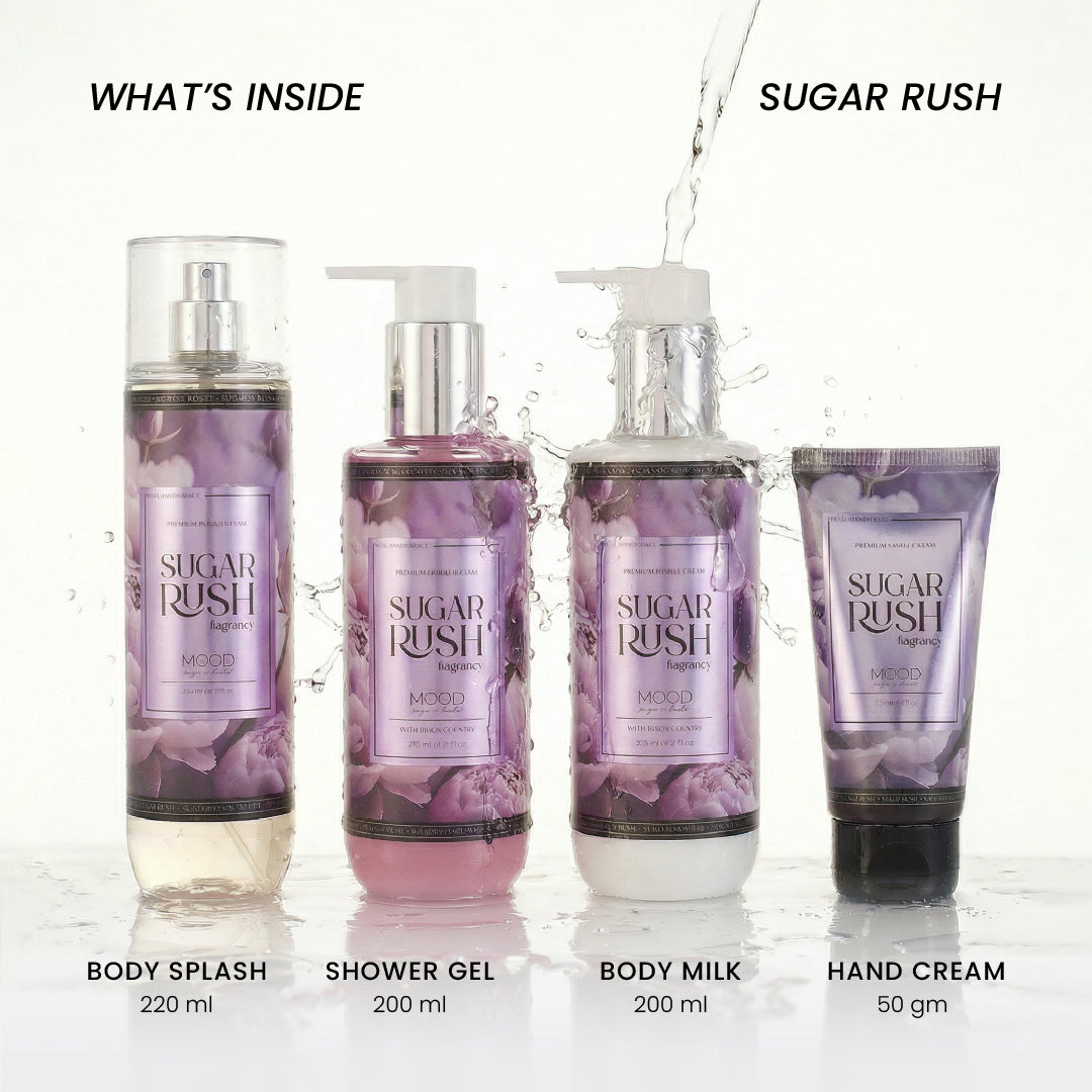 What is inside MOOD All-Over Sugar Rush Set